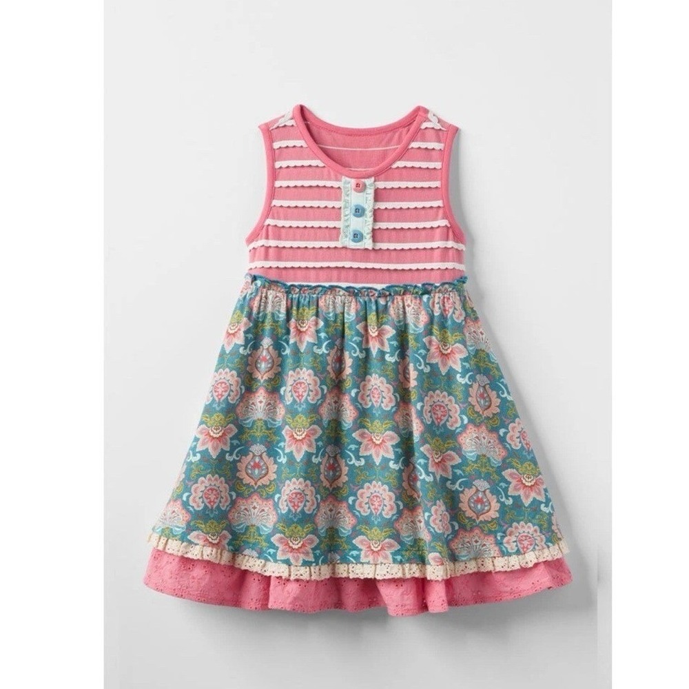Matilda Jane Girls Enchanted Garden Covington Striped Dress Ruffles Size 10
